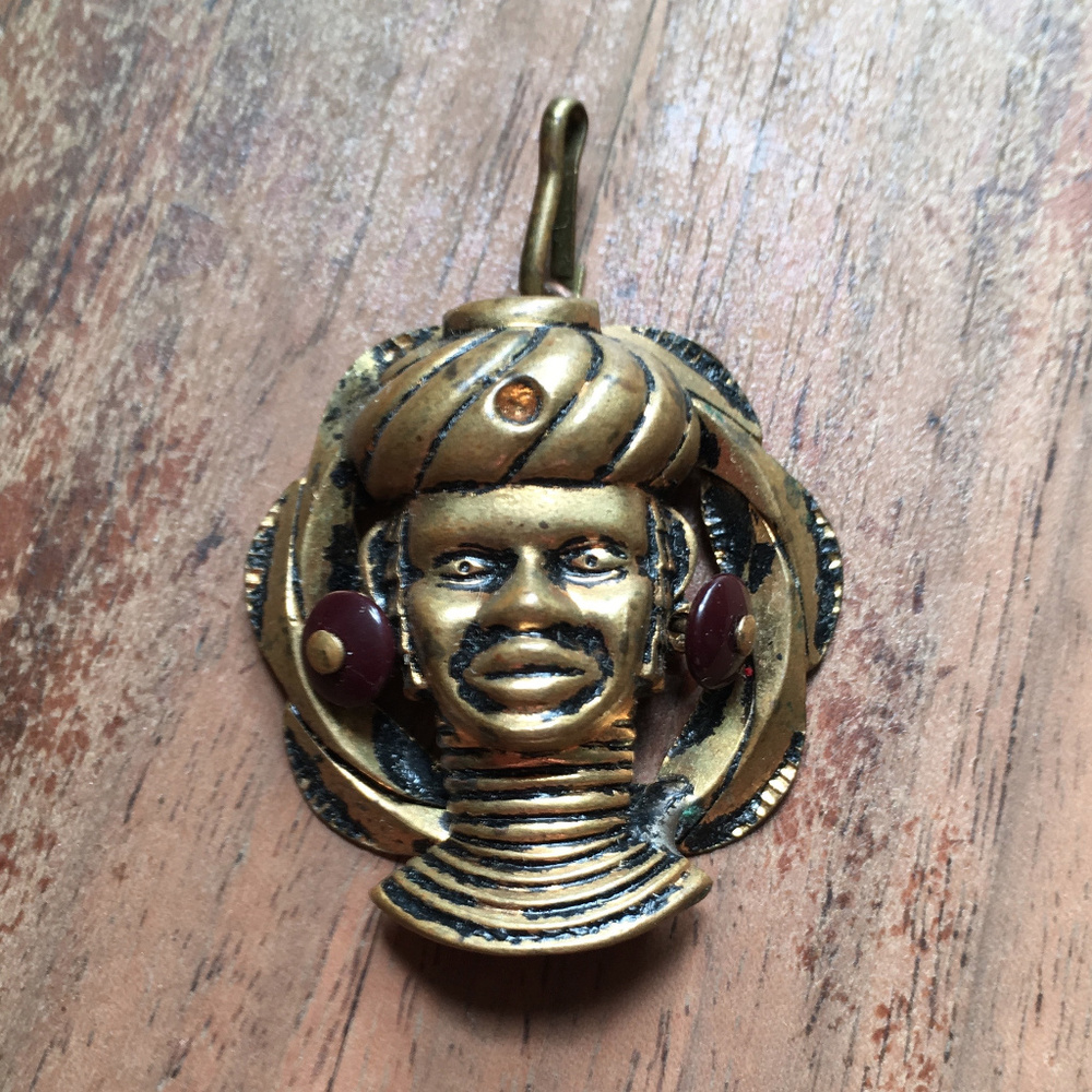 1930s African Figure Costume Zipper Pull Pendant